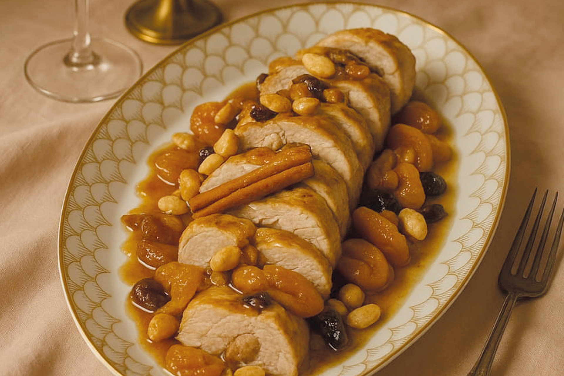 Poulet farci aux abricots et fruits secs:  un murmure de saveurs sucrées-salées