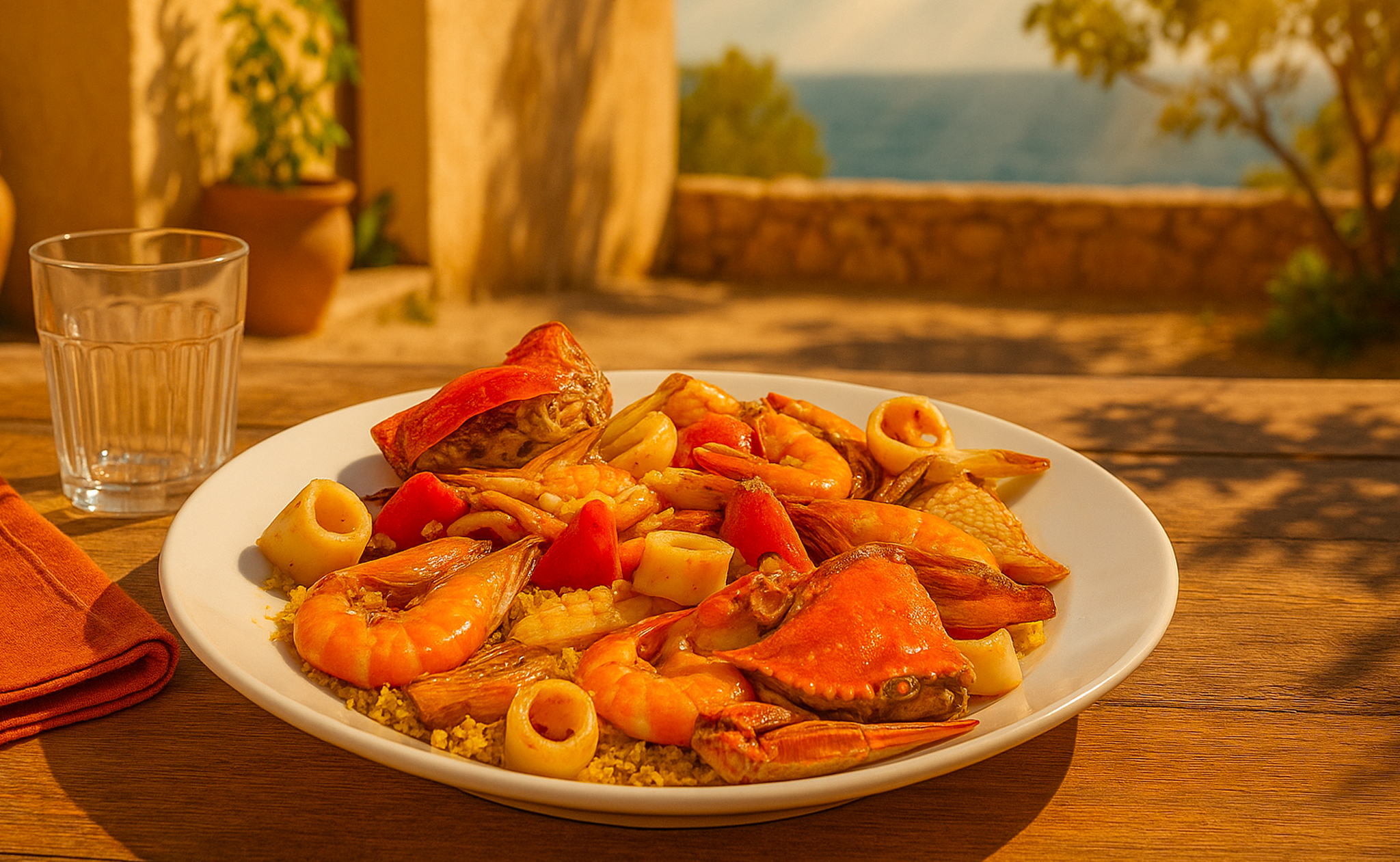 Couscous aux fruits de mer  parfumé au fenouil et à l’aneth: Ma version personnelle, entre mer et terre du bled.