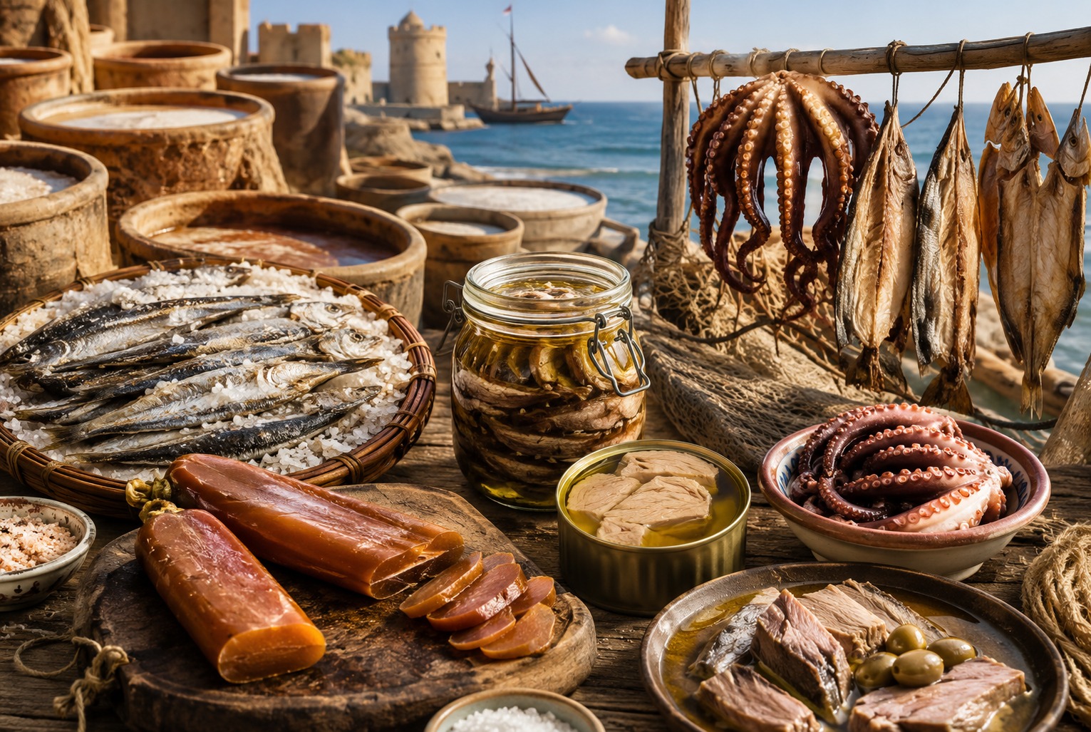 Le sel, le soleil et l&rsquo;huile : voyage dans les poissons: conservés de Tunisie